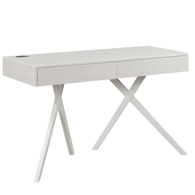 Foli Transitional 47-inch Wood 2-Drawer Desk with USBs and Power Outlets by