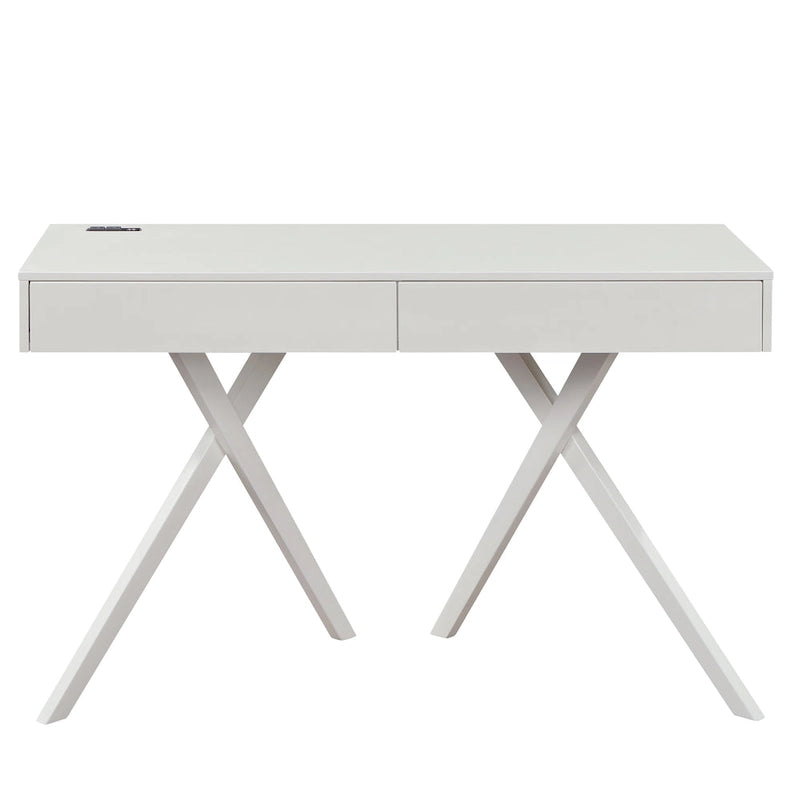 Foli Transitional 47-inch Wood 2-Drawer Desk with USBs and Power Outlets by