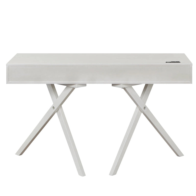 Foli Transitional 47-inch Wood 2-Drawer Desk with USBs and Power Outlets by