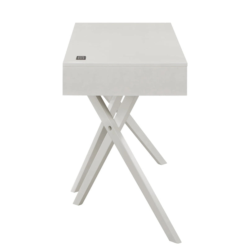 Foli Transitional 47-inch Wood 2-Drawer Desk with USBs and Power Outlets by