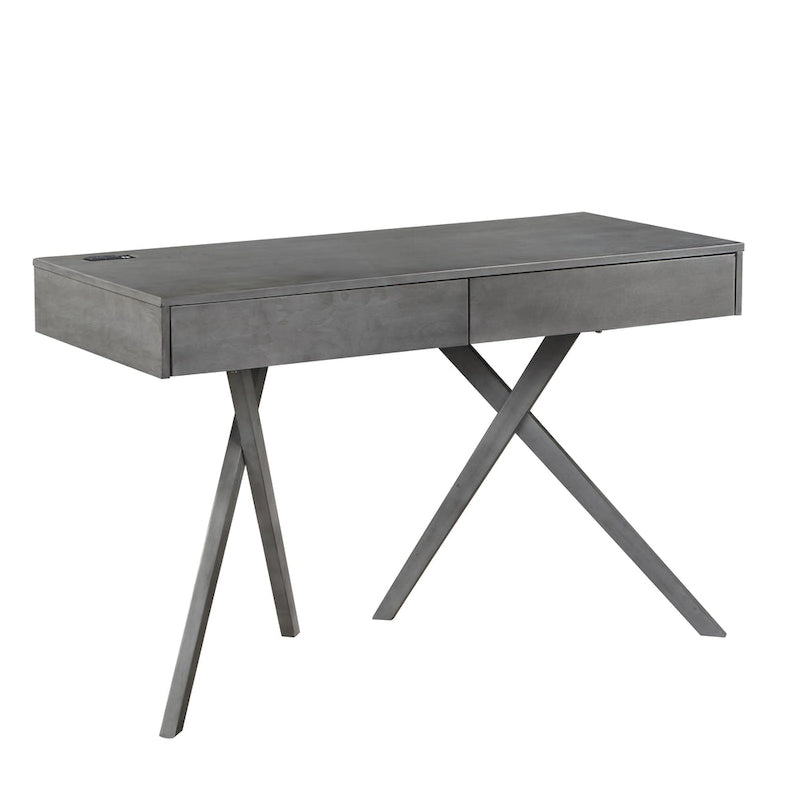 Foli Transitional 47-inch Wood 2-Drawer Desk with USBs and Power Outlets by