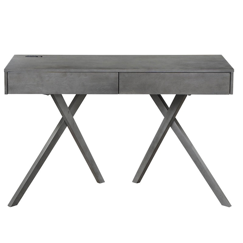 Foli Transitional 47-inch Wood 2-Drawer Desk with USBs and Power Outlets by