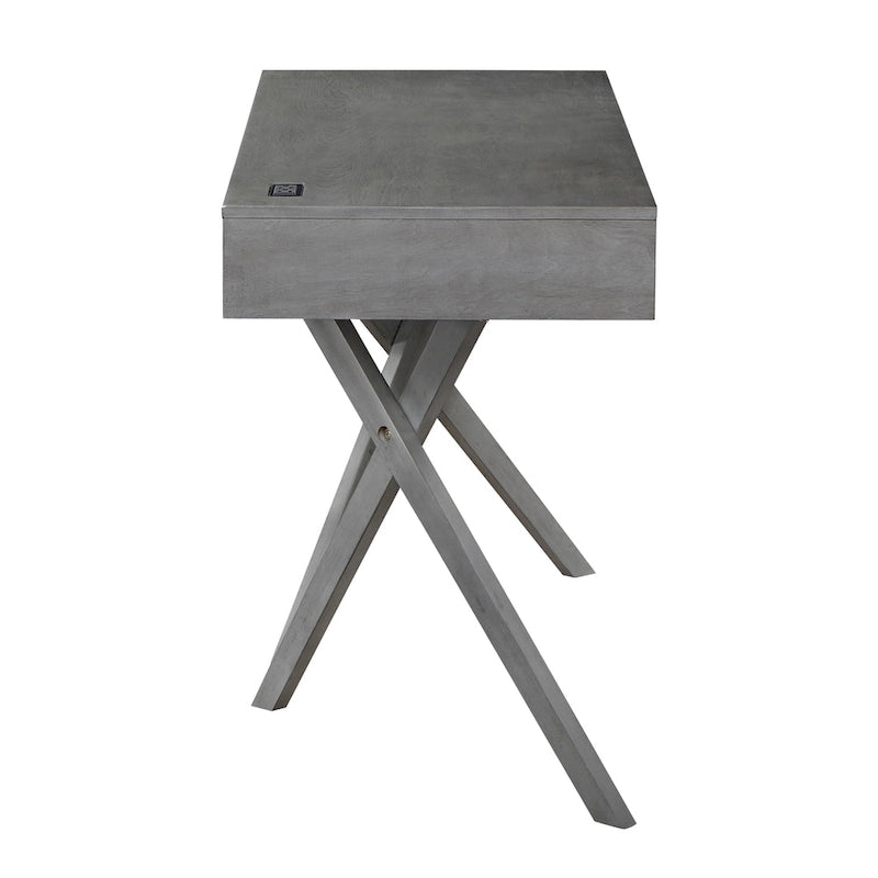 Foli Transitional 47-inch Wood 2-Drawer Desk with USBs and Power Outlets by
