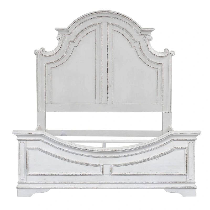Magnolia Manor Antique White Weathered Bark California King Panel Bed