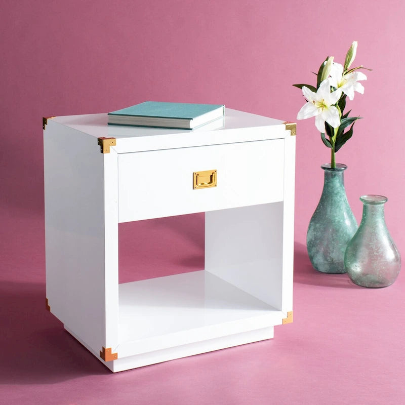 Couture Gilberte Lacquer Side Table - 24 In W x 18 In D x 26 In H - 24Wx18Dx26H