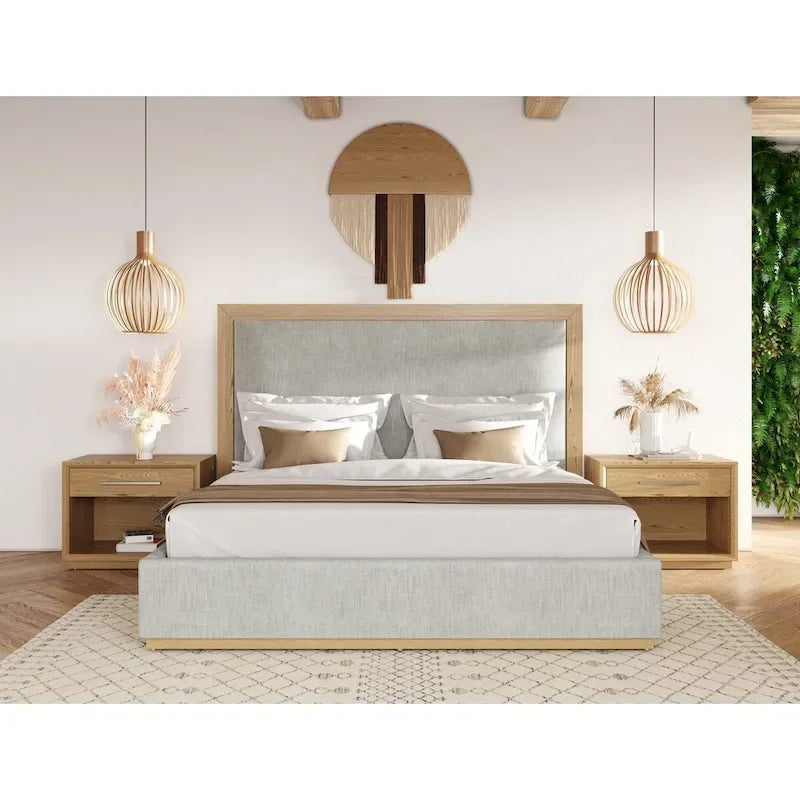  Santa Barbara Modern Grey Fabric & Natural Bed