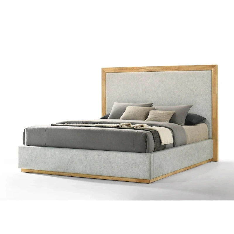 Santa Barbara Modern Grey Fabric & Natural Bed