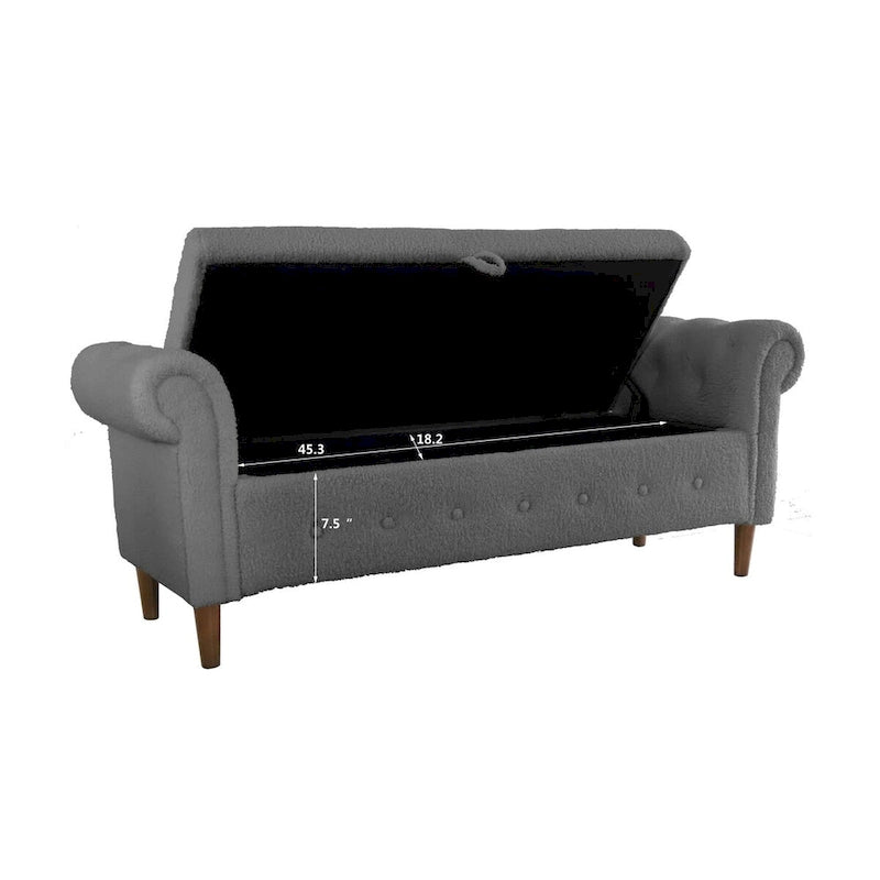 Storage Bench for Bedroom End of Bed Rolled Armed Velvet Ottoman Couch Long Bench