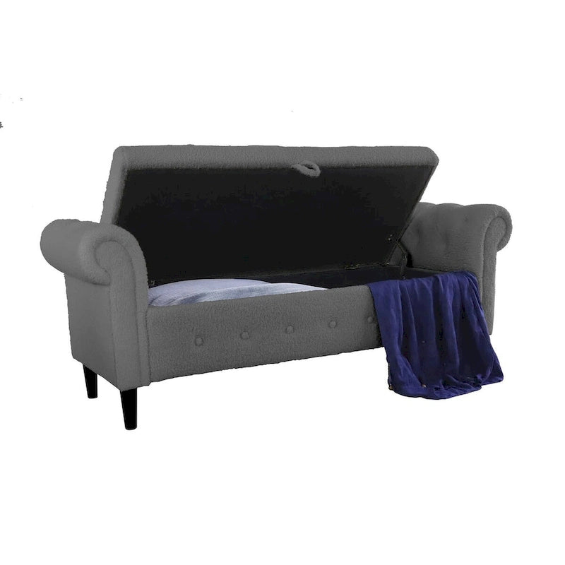 Storage Bench for Bedroom End of Bed Rolled Armed Velvet Ottoman Couch Long Bench