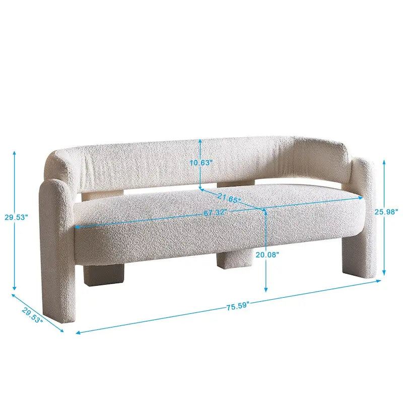 75.59 Wide Boucle Upholstery Modern Sofa for Living Room Beige