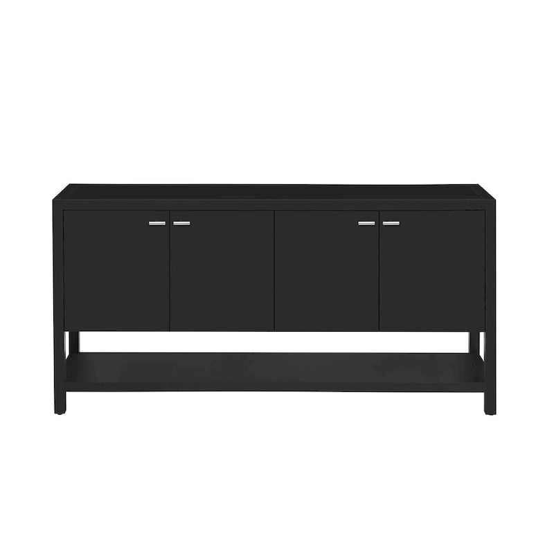 Modern Functional Entryway Console Table with Four-Door Storage and Open Shelf