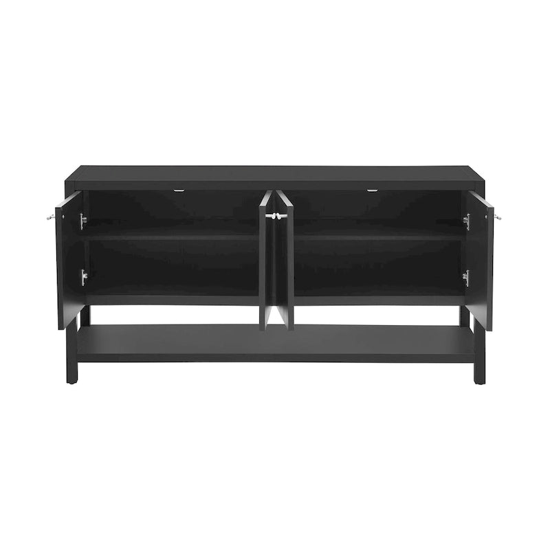 Modern Functional Entryway Console Table with Four-Door Storage and Open Shelf