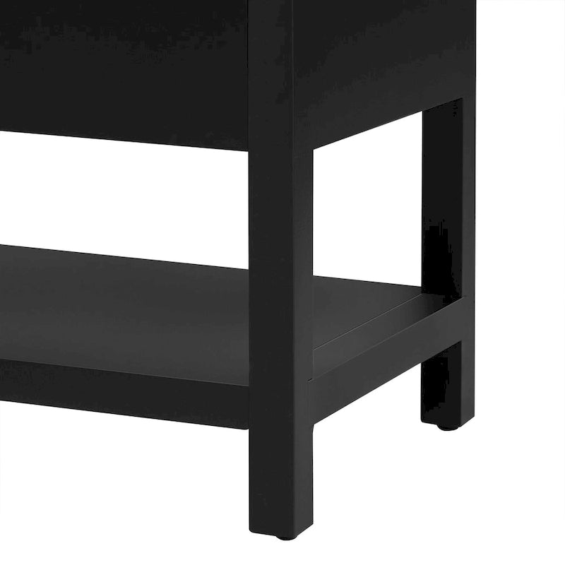 Modern Functional Entryway Console Table with Four-Door Storage and Open Shelf