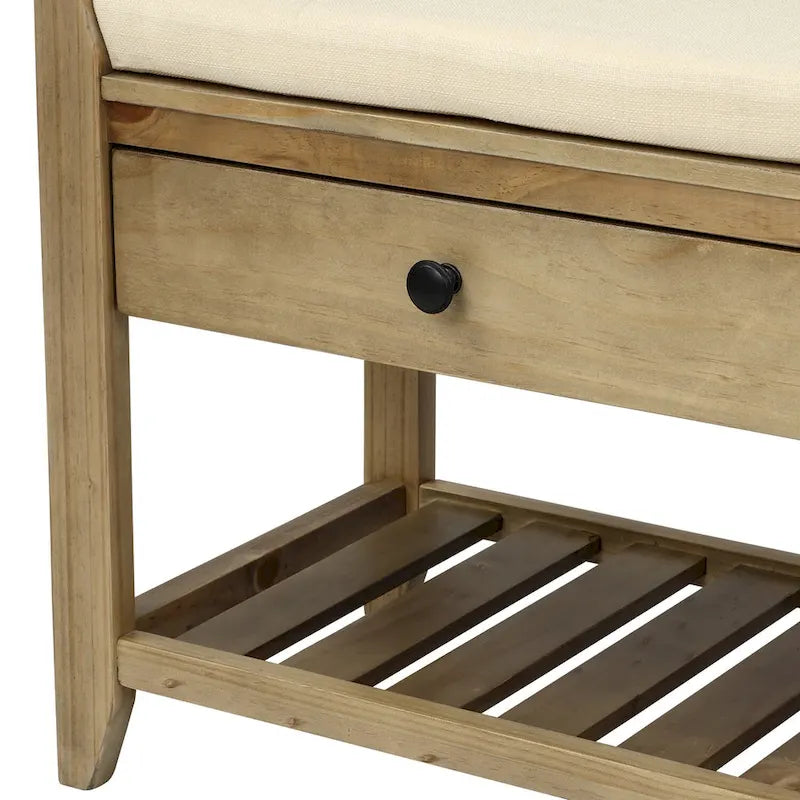 Shoe Rack with Cushioned Seat and Drawers, Multipurpose Entryway Storage Bench