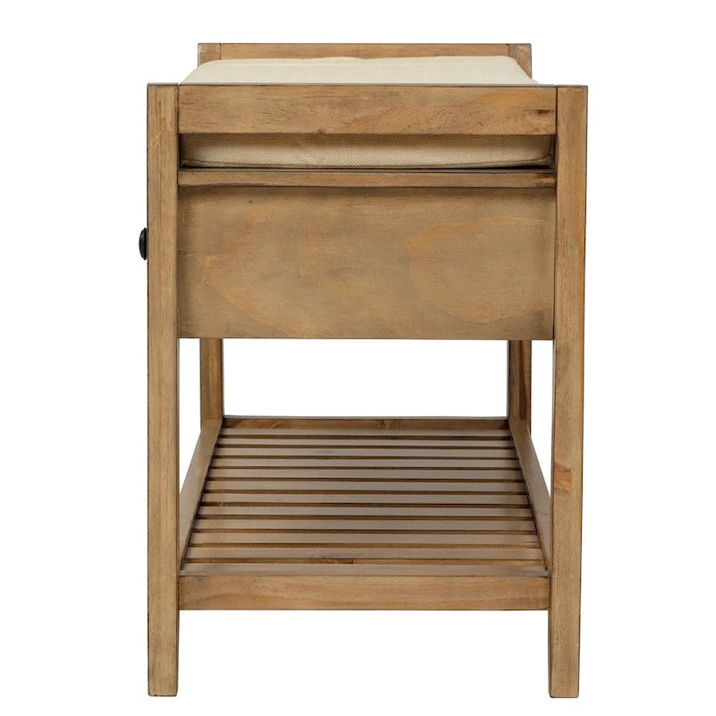 Shoe Rack with Cushioned Seat and Drawers, Multipurpose Entryway Storage Bench