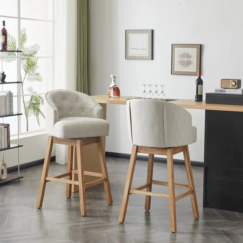 Moore Modern Rubberwood Swivel 33.25-Inch Barstool (set of 2) by
