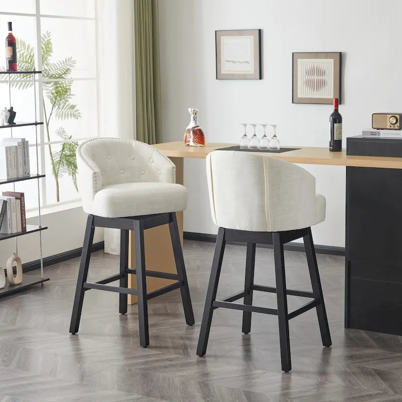 Moore Modern Rubberwood Swivel 33.25-Inch Barstool (set of 2) by