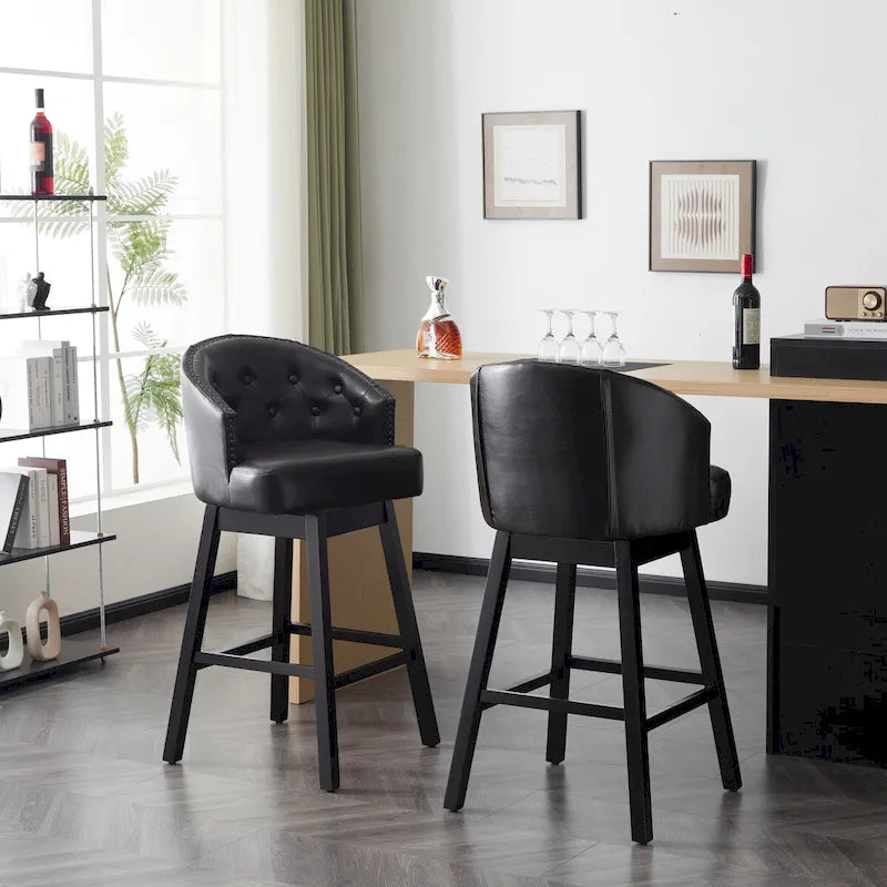 Moore Modern Rubberwood Swivel 33.25-Inch Barstool (set of 2) by