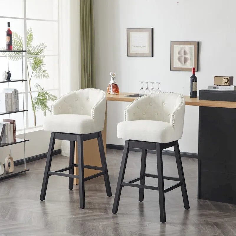 Moore Modern Rubberwood Swivel 33.25-Inch Barstool (set of 2) by 