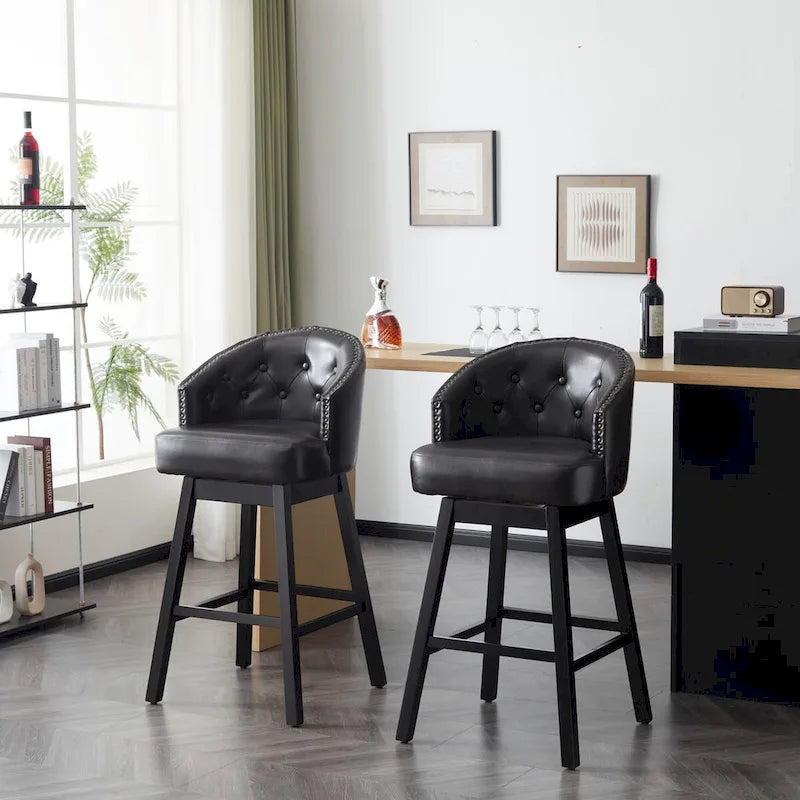 Moore Modern Rubberwood Swivel 33.25-Inch Barstool (set of 2) by