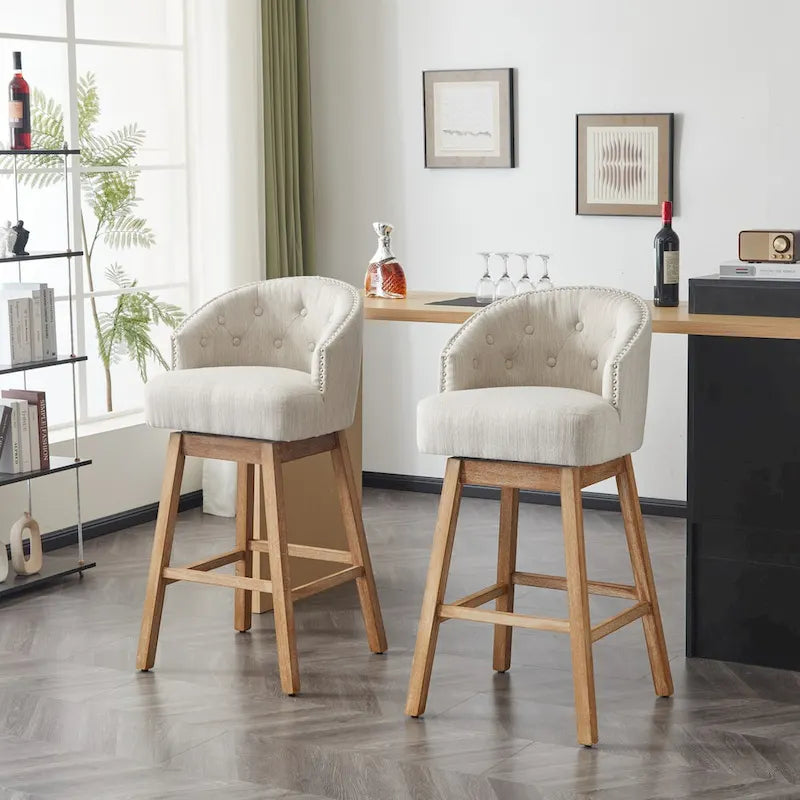 Moore Modern Rubberwood Swivel 33.25-Inch Barstool (set of 2) by