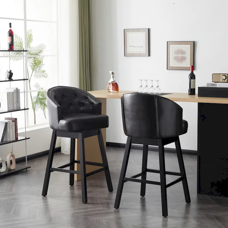 Moore Modern Rubberwood Swivel 33.25-Inch Barstool (set of 2) by