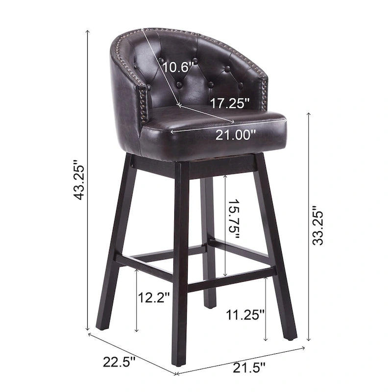 Moore Modern Rubberwood Swivel 33.25-Inch Barstool (set of 2) by