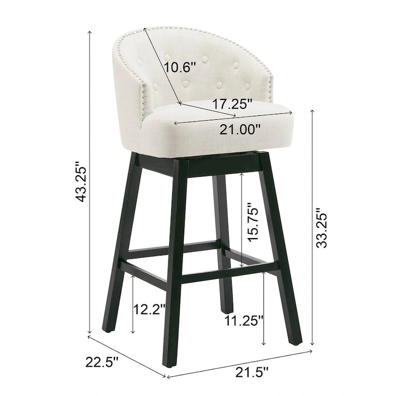 Moore Modern Rubberwood Swivel 33.25-Inch Barstool (set of 2) by